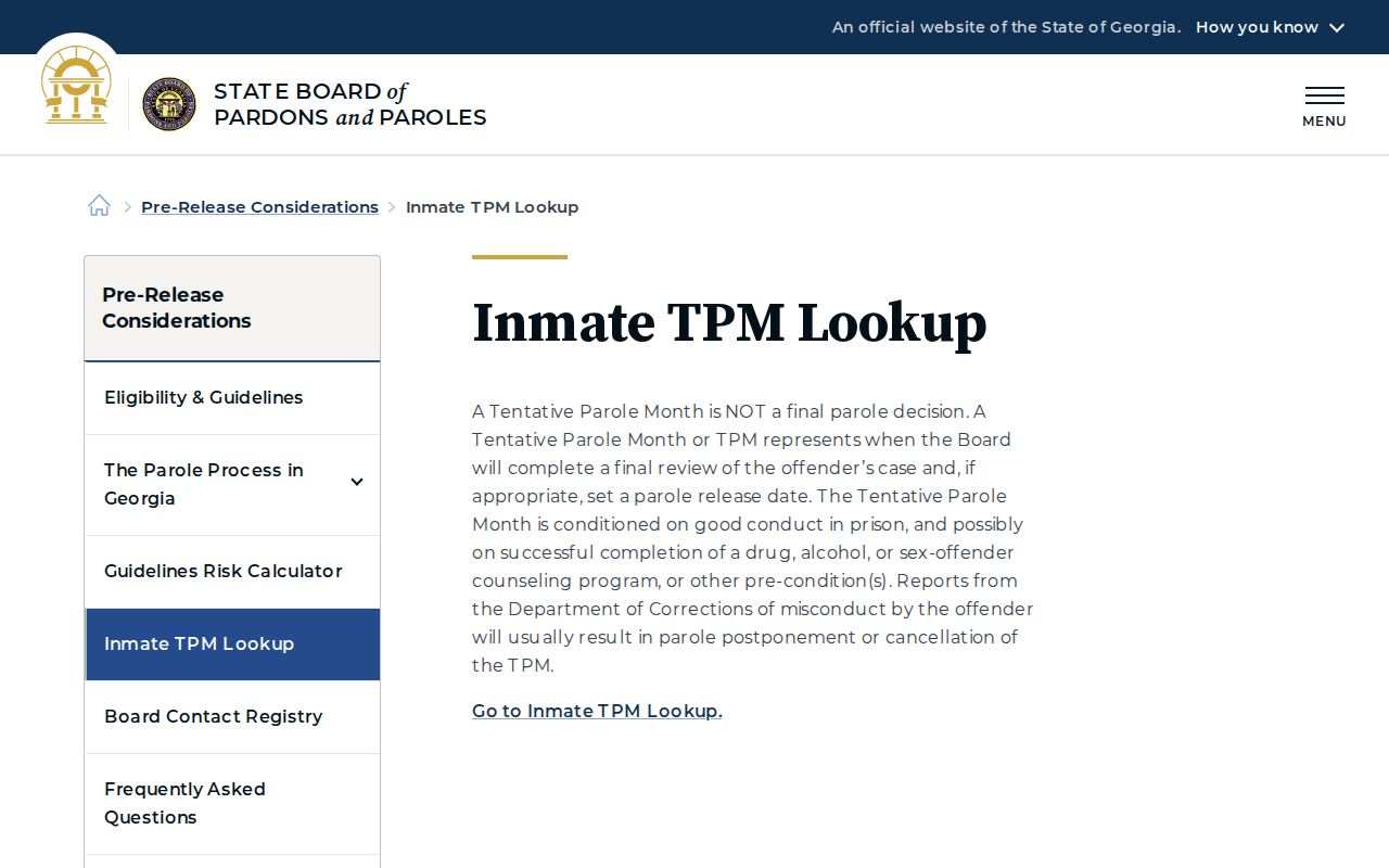Hancock County parole and probation TPM lookup page